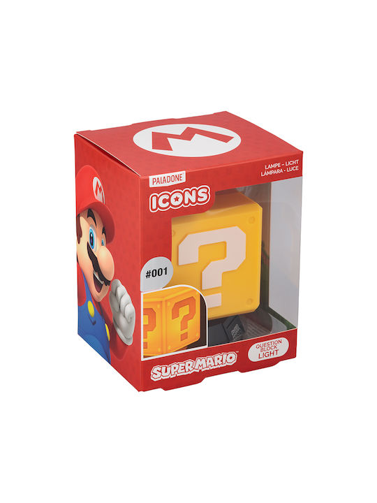 Paladone Детско Декоративно Осветително Тяло Super Mario Question Block с Проекция на Дизайни Жълто 3x10см