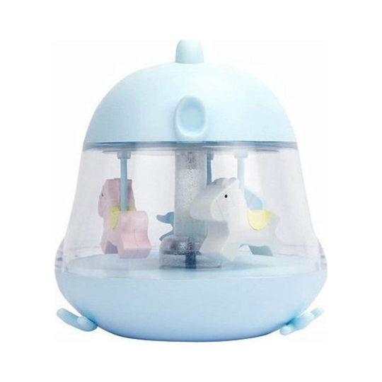 Rabbit & Friends Rotating Kids Decorative Lamp Carousel with Color Changes Blue 12.1x13x15.7εκ.