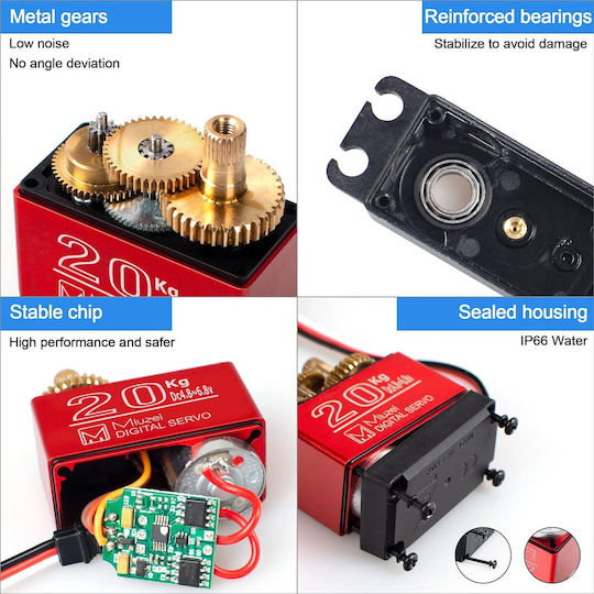 Rc Servo Motor 20 Kg 4.8v 6.8v Waterproof Operating Angle 0°-270° Metal Gear Robot Arm Rc Boat Rc Car Model Airplane Model Helicopter 32 Cm Cablu