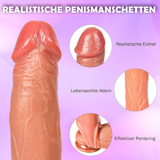Manșetă Electrică pentru Penis cu Telecomandă Realistă din Silicon Lichid Jucărie Sexuală pentru Bărbați Extindere a Timpului, Creștere, Rezistență, Sensibilitate