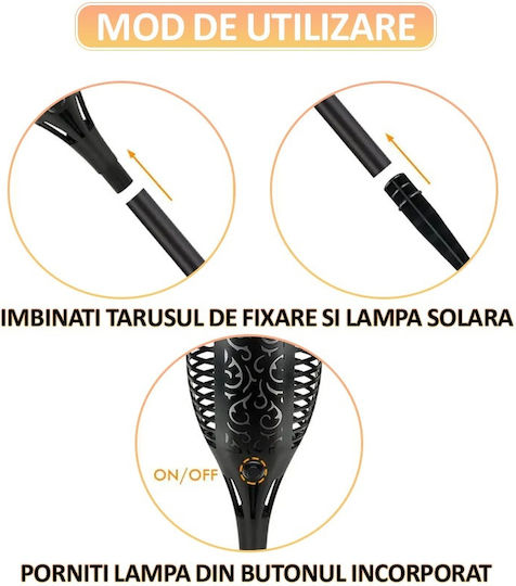 Set of 4 Stake Solar Lights Torches Warm White with Motion Sensor and Photocell
