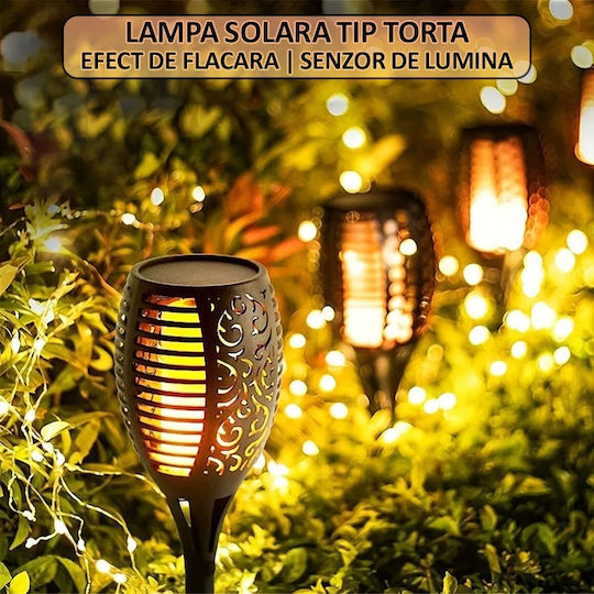 Set of 6 Stake Solar Lights Torches Warm White with Motion Sensor and Photocell