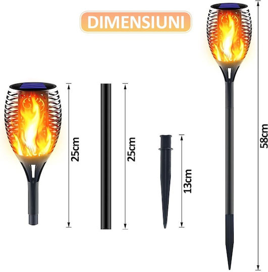 Set of 6 Stake Solar Lights Torches Warm White with Motion Sensor and Photocell