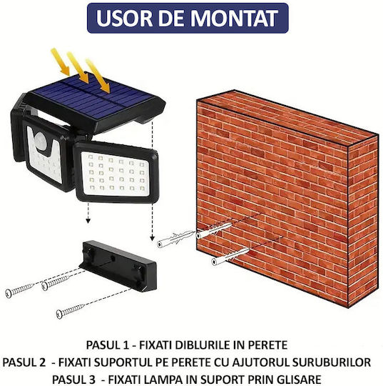 Σετ 2 Ηλιακά Φωτιστικά 1200lm με Αισθητήρα Κίνησης και Φωτοκύτταρο IP65