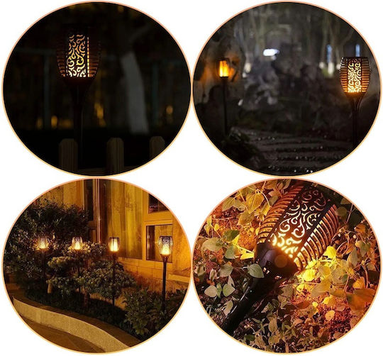 Set of 2 Stake Solar Lights Torches Warm White with Motion Sensor and Photocell