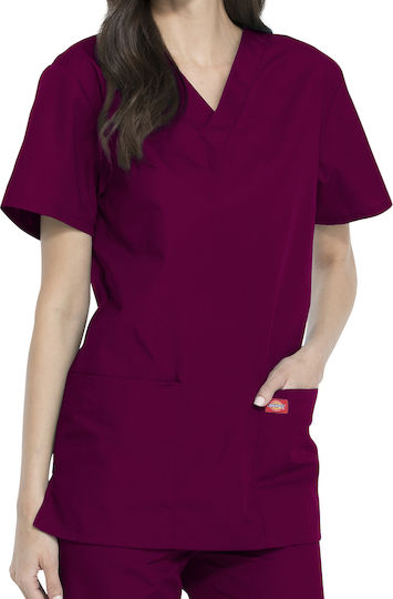Dickies Unisex Burgundy Pants & Blouse Set Cotton and Polyester