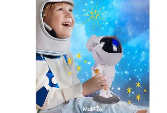 MalPlay Led Περιστρεφόμενο Παιδικό Φωτιστικό Projector με Προβολή Αστεριών