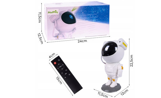 MalPlay Led Περιστρεφόμενο Παιδικό Φωτιστικό Projector με Προβολή Αστεριών