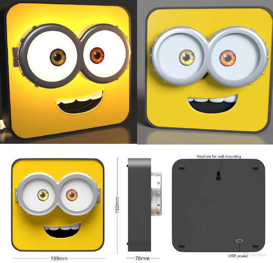 Numskull Παιδικό Διακοσμητικό Φωτιστικό Minions Κίτρινο 20x20cm
