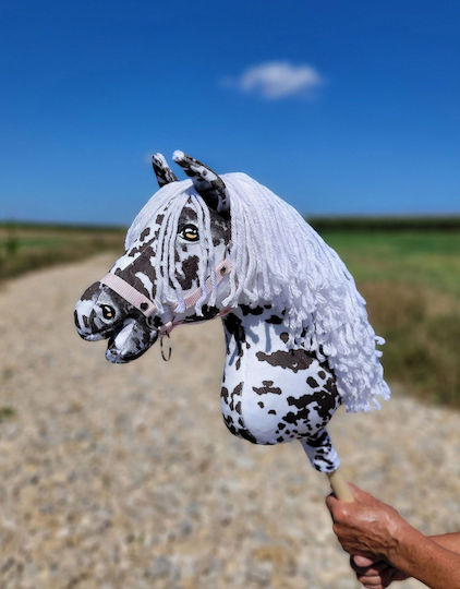 Hobby Horse Großes Premium Steckenpferd Tarantel Muster Schwarzes Weißes Weißes Mähne A3