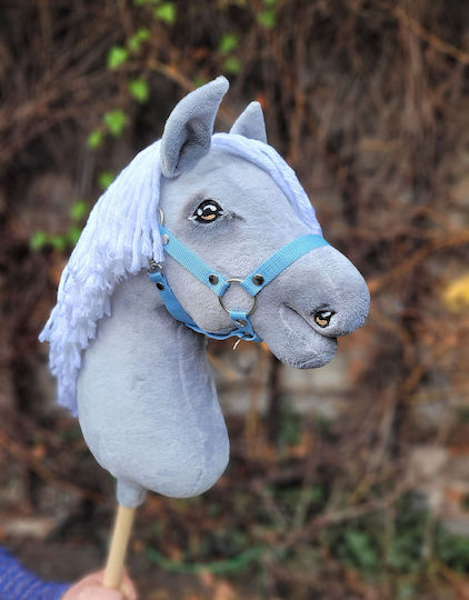 Premium Hobby Horse Großer Steckenpferd Graues Weißes Mähne A3