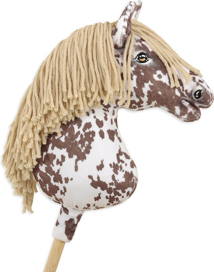 Hobby Horse Large Premium Stick Horse Tarantula Pattern White-brown Beige Mane A3