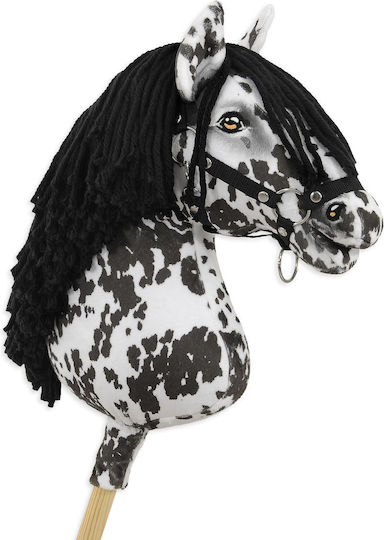 Hobby Horse Large Premium Stick Horse Tarantula Pattern Black White Black Mane A3