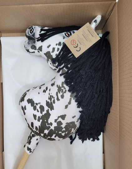 Hobby Horse Large Premium Stick Horse Tarantula Pattern Black White Black Mane A3