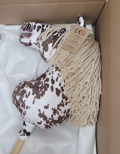 Hobby Horse Large Premium Stick Horse Tarantula Pattern White-brown Beige Mane A3