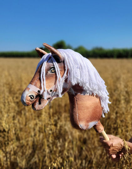 Голяма Премиум Пръчка Кон Hobby Horse На Петна Тобиано С Бяла Грива A3