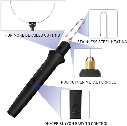 3-in-1 Unealtă de Tăiat Polistiren Fier de Sârmă Caldă 3 Vârfuri Interchangeabile Buton Pornire Indicator LED 100-240v/18w Celulă Sticlă Suflet Eps Epp Negru