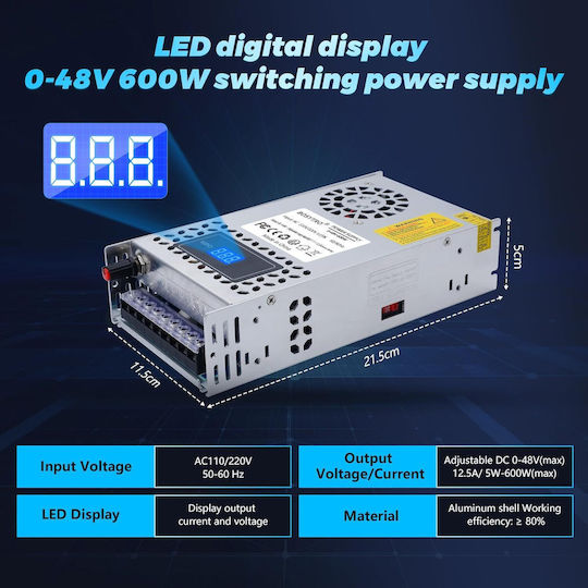 Reglabil Dimmable Sursă de alimentare LED Putere 600W cu Tensiune de Ieșire 48V