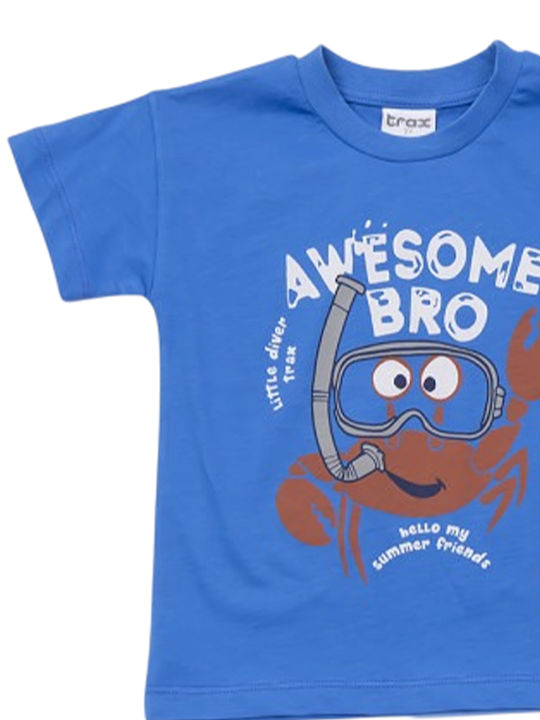 Kids' Set with Shorts Summer 2pcs Blue. Short-sleeved