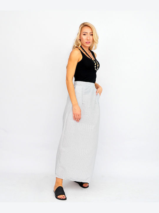 High-waisted Maxi Skirt Polka Dot White
