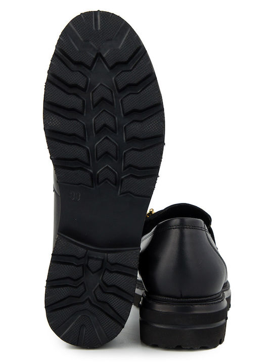 Leather Women's Moccasins in Black Color