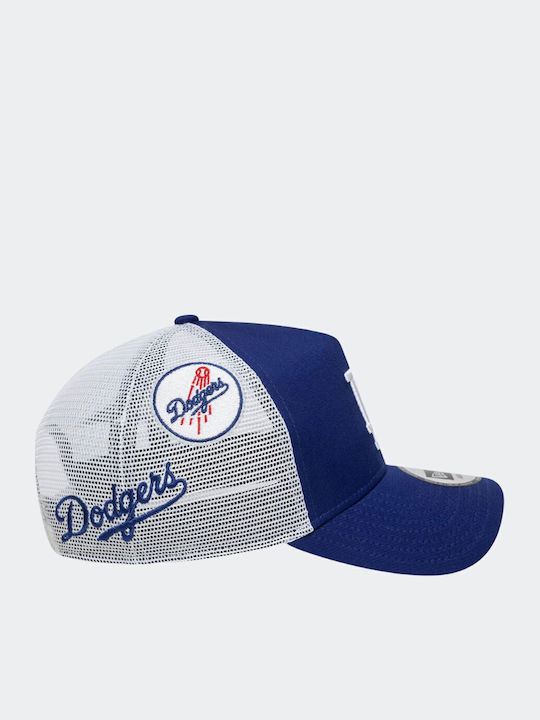 New Era La Dodgers MLB Multi Patch Dark Blue 9Forty A-Frame Trucker Adjustable Cap Jockey Blue