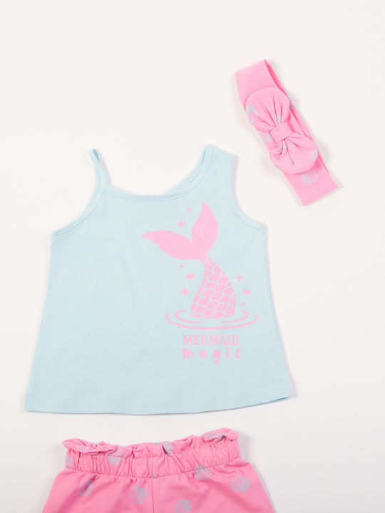 Kinder-Set mit Shorts Sommer 3Stück Light Blue