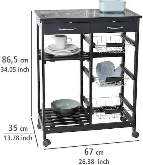 Wenko Commercial Kitchen Food Cart for Dish Baskets H35xW67xD86.5cm