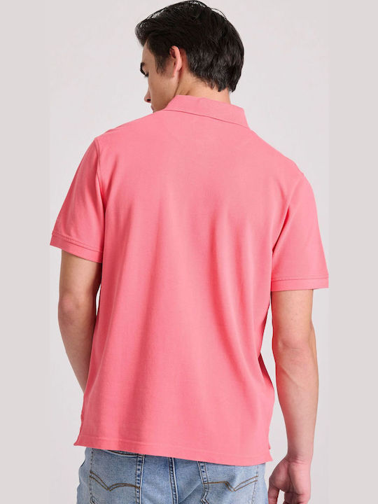 Polo Kurzarm Bluse Fuchsie