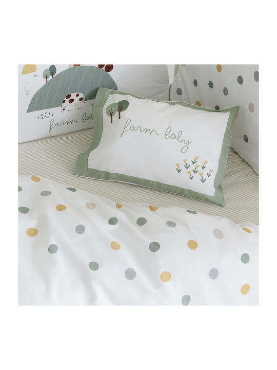 Nima Cotton Baby Quilt Farm Baby 100x140cm White, Green, Beige