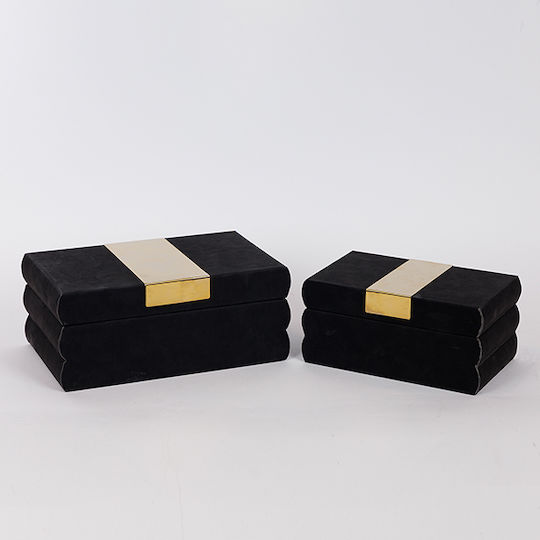 Estheti Home Декоративни Кутии Черни Комплект от 2 Броя 25x15x10 20x12x8см 752-17082