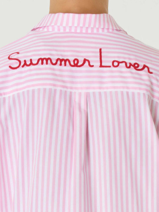 Brigitte Women's Striped Long Sleeve Shirt Pink