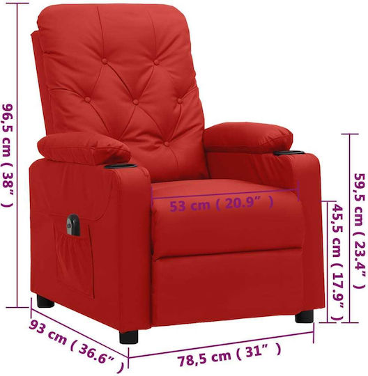 Fotoliu Relax din Piele Ecologică Burgundy 78x93x93.5cm