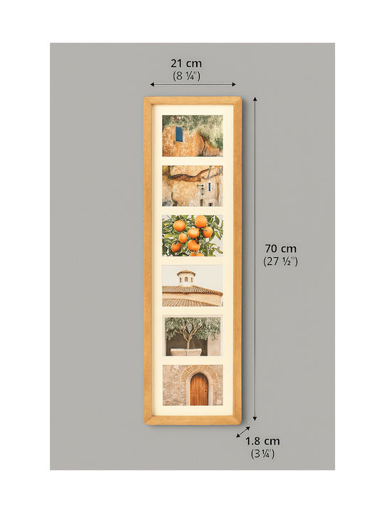 Wooden Wall Multi Picture Frame 6 Openings with Beige Frame