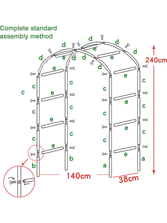 Arc Metalic Curbat Decor Nuntă Trandafiri Decorare Botez Grădină Aniversări Petreceri Rezistent la Apă 240 X 140 X 38 Cm