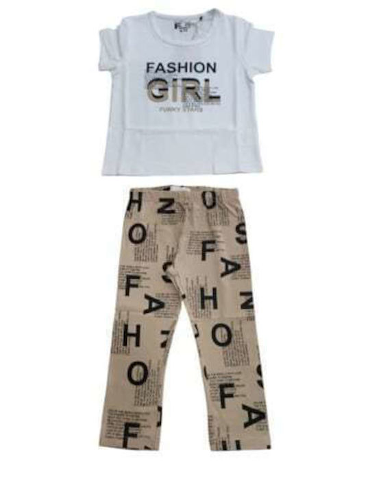 Kids' Set with Leggings Summer 2pcs White