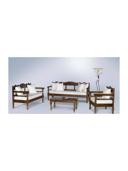 Aegean Living Room Furniture Set 3-Seater & 2-Seater & Armchair Brown