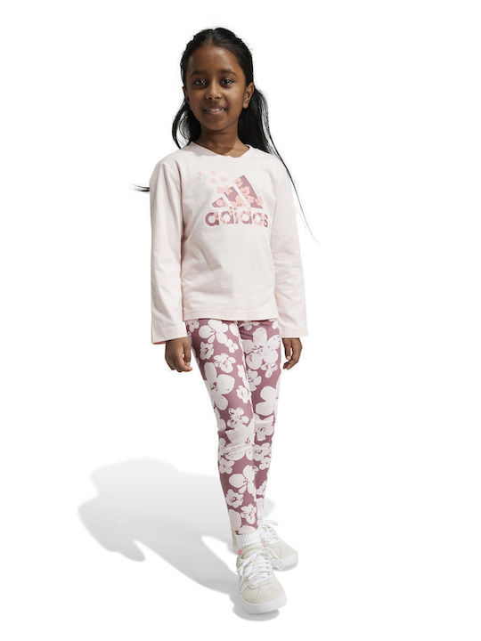 Set pentru copii cu colanți Iarnă 2buc Pink Essentials Allover Print