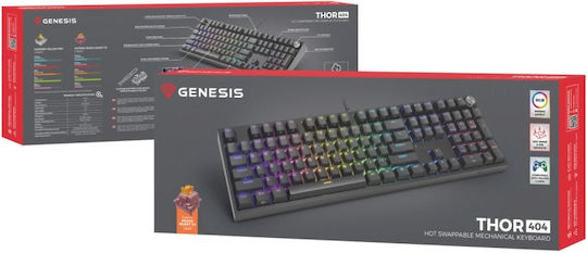 Genesis Thor 404 Gaming Mechanical Keyboard with Outemu Peach Silent switches and RGB lighting (English US)