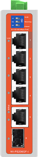 Wi-Tek WI-PS206GF-I v1 Unmanaged L2 PoE Switch με 5 Θύρες Ethernet και 1 SFP Θύρα