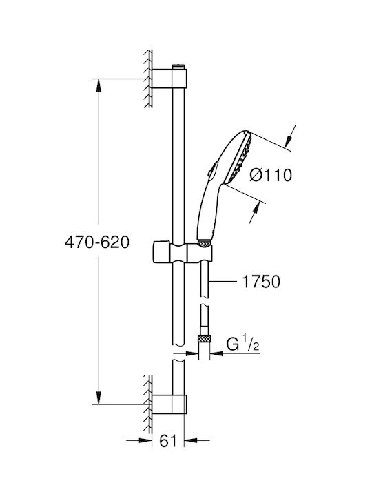 Grohe Tempesta Shower Column without Mixer Silver