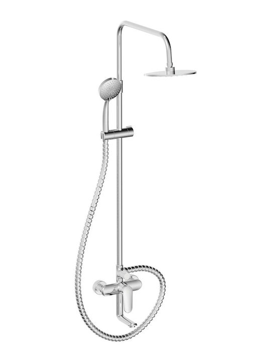 Interflex Στήλη Ντουζ με Μπαταρία Ασημί