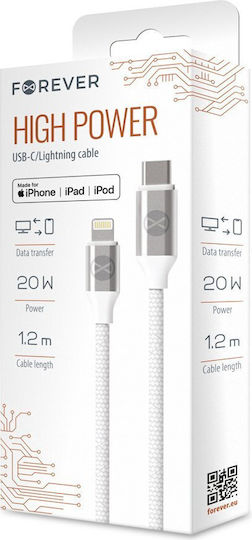 Forever USB-C to Lightning Cable 20W Λευκό 1.2m (GSM113220)