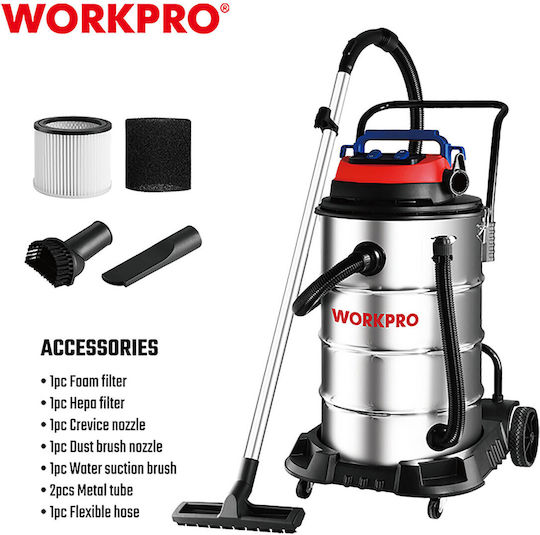 WorkPro Vacuum Wet / Dry 3200W with Stainless Bin 80lt