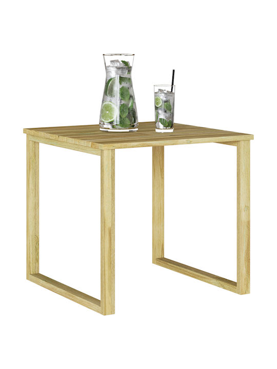 Sitting Room Outdoor Free Standing Wood Table Natural 50.5x50.5x46cm