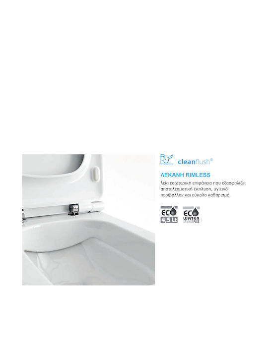 Scarabeo Wall-Mounted Toilet Rimless with Slim Cover Soft Close Blue