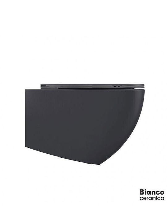 Bianco Ceramica Wall-Mounted Toilet Rimless with Cover Soft Close Black