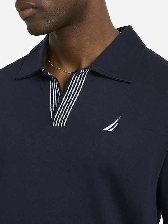Polo Kurzarm Bluse Dunkelblau