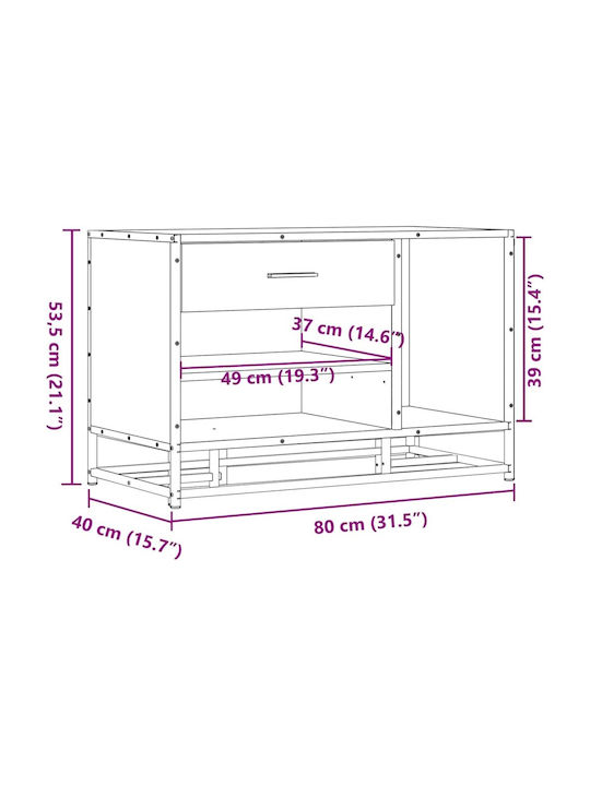 Vidaxl Shoe Bench Black Manufactured Wood Metal Black 849224