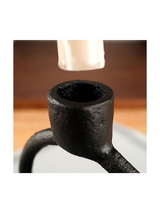 H&S Collection Candle Holder Metal in Black Color 10x10x24cm 1pcs